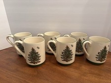 Vintage Spode Christmas Tree Coffee Cocoa Mug England 6 Piece