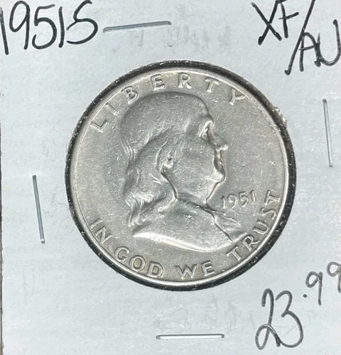 1951-S FRANKLIN SILVER HALF DOLLAR~ XF/AU ~NICE COIN~