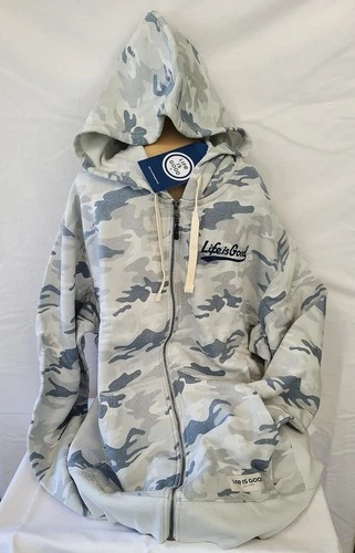 Life Is Good LS Simply True Fleece Sweatshirt Zip Hoodie BALLYARD CAMO Mens XL - product listing photo