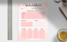 Workout Schedule, Exercise Planner, PDF Printable, Pink, Women's