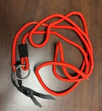 Horse "Pocket" Halter -  Red Poly Rope w/ Leather Popper - Trail, Emergency etc.