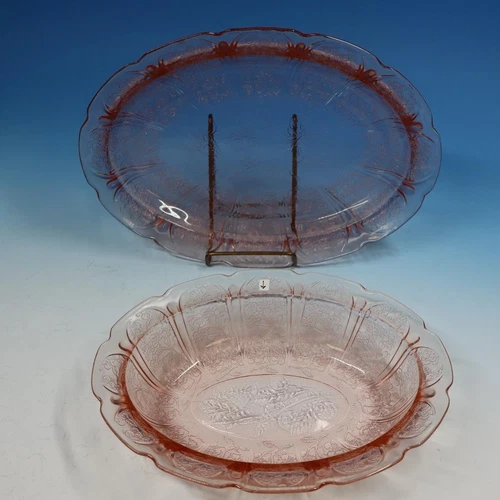 Jeannette Depression Glass - Pink Cherry Blossom - Oval Bowl, Oval Platter