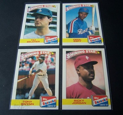 1989 TOPPS BAZOOKA LOT OF 4 CARDS TIM BELCHER CECIL ESPY TONY GWYNN RICKY JORDAN