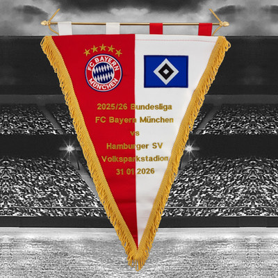 FC Bayern München v Hamburger SV 2026 Embroidered Pennant Size 48 cm x 36 cm
