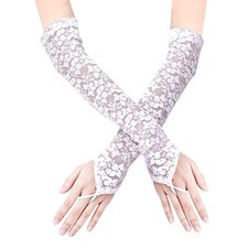 Long Lace Gloves - Bridal Fingerless Lace Gloves for Women - Tea Party, 1920s