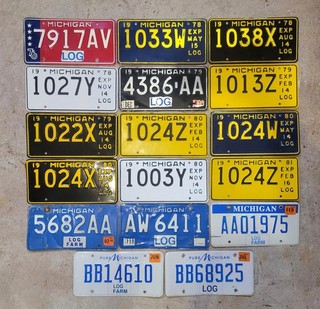 Michigan LOG TRUCK License Plate Run Collection Lot Of 17 RARE