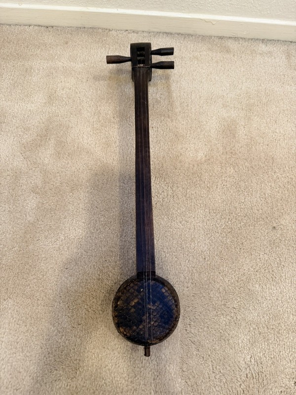 Sanxian Chinese Three String Lute Shamisen Sanshin Snakeskin Antique Instrument 