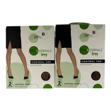 4 Pair LEGGS Style Essentials CONTROL TOP PANTYHOSE Size B Suntan, Sheer Toe New