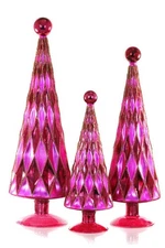 Cody Foster - Mid Century Diamond Trees Set of 3 - Burgundy Pink - CD-3042-BP