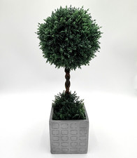 Artificial Boxwood Spiral Topiary Tree 16" Potted Faux Plant Green Home Decor