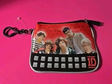 2012 ONE DIRECTION Zip Top Coin Makeup  👛 & ID Holder Slot NEW Boy Band 1D Clip
