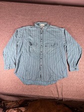 Vintage Levi's Shirt Mens XL Blue Stripe Long Sleeve Button Double Pocket 90s