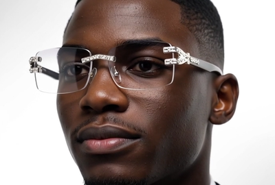 Mens Sunglasses Hip Hop Quavo Migos Rimless Diamond SQUARE Frame