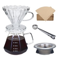 FACIACC Pour Over Coffee Maker, 600ml Borosilicate Glass Transparent