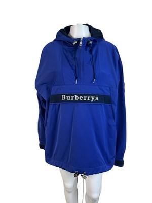 Burberry Vintage Hooded Anorak Blue Jacket Front Logo Pullover
