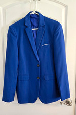 Men's Royal Blue 3-Piece Formal Two Button Suit Set Jacket Vest Pants Medium