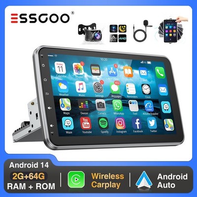 10.1'' Android 14 Autoradio 1 DIN Carplay GPS RDS Drehbarer Bildschirm 2+64G Cam