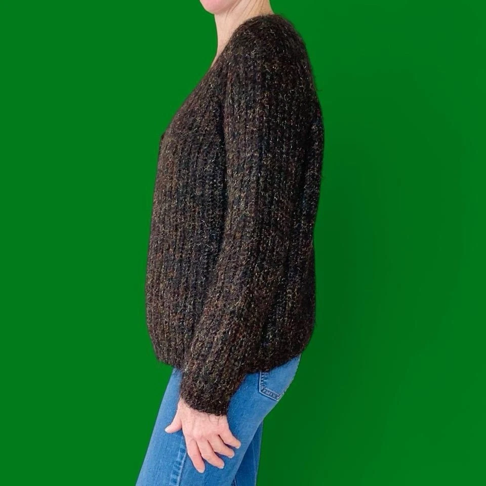 Cárdigan Suéter Informal Vintage Carole Little Knitwear Marrón Mohair Difuso Preppy Foto 3 de 4