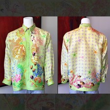 GIANNI VERSACE green silk shirt Starfish print size IT 54 from S/S 1996