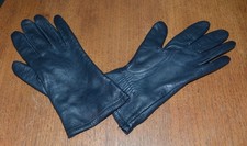 VTG Women's ISOTONER by ARIS Fine Leather Driving Glove NWOT Lined 7.5 NAVY BLUE