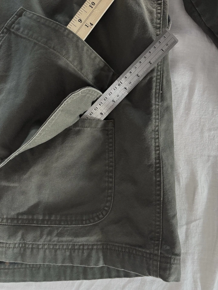 LL Bean Field Coat Plaid Flannel Lined Green Canvas Chore Barn Utility Jacket XL - Image 3 of 4