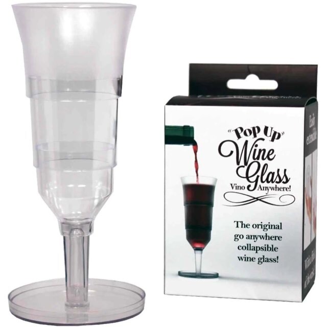 "Pop Up" Wine Glass Acrylic Vino Anywhere Blue Sky Studios Adult Novelty Gift