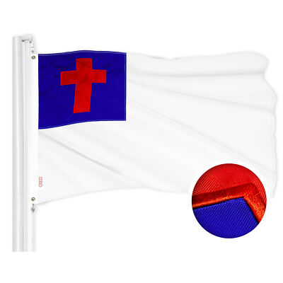 G128 Christian Flag 1x1.5 Ft Embroidered 300D Polyester