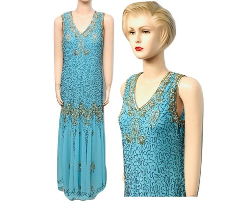 New Ladies Blue Sequin Beaded Vintage 