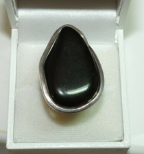 Artisan Crafted Free Form Sterling Silver Black Onyx Cocktail Ring Cd 7