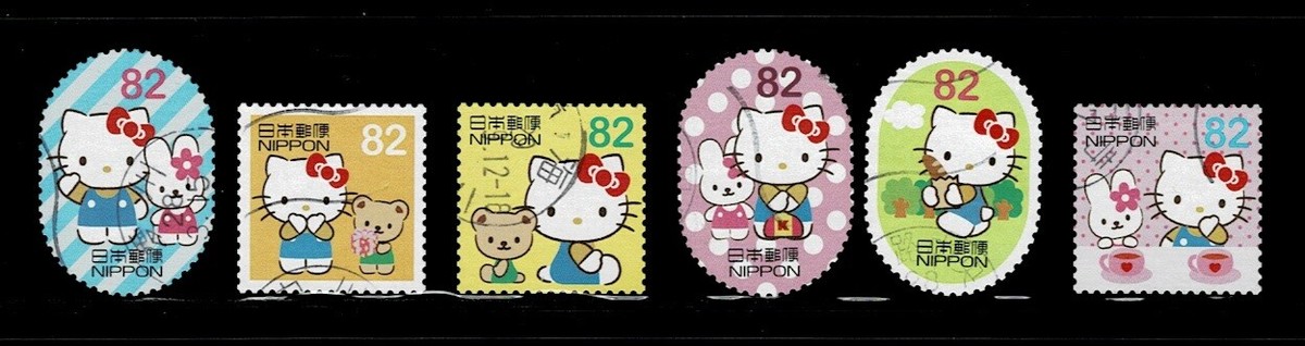 Japan 2015 Greetings Hello Kitty Sanrio Characters Used Set 82Y Sc