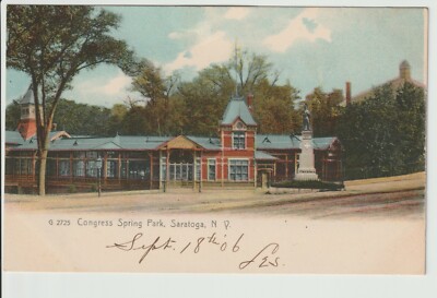 Saratoga New York Congress Spring Park buildings View by Rotograph NY UN-POSTED