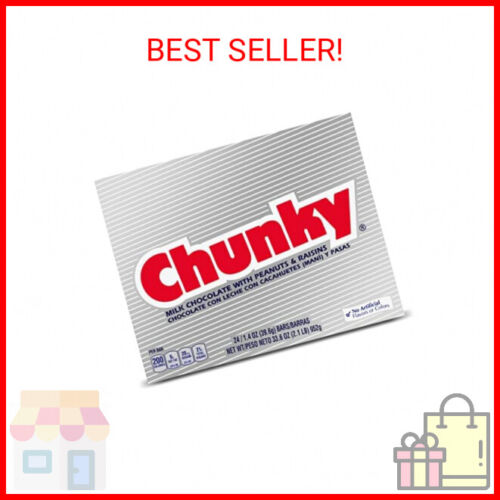 Chunky Chocolate Candy Bars, 33.6 Oz (Pack of 24) | Milk Chocolate, Peanuts, Rai
