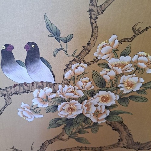 Japanese Four Panel Gold Folding Screen Byobu Wooden Frame antique From Japan - Picture 6 of 16