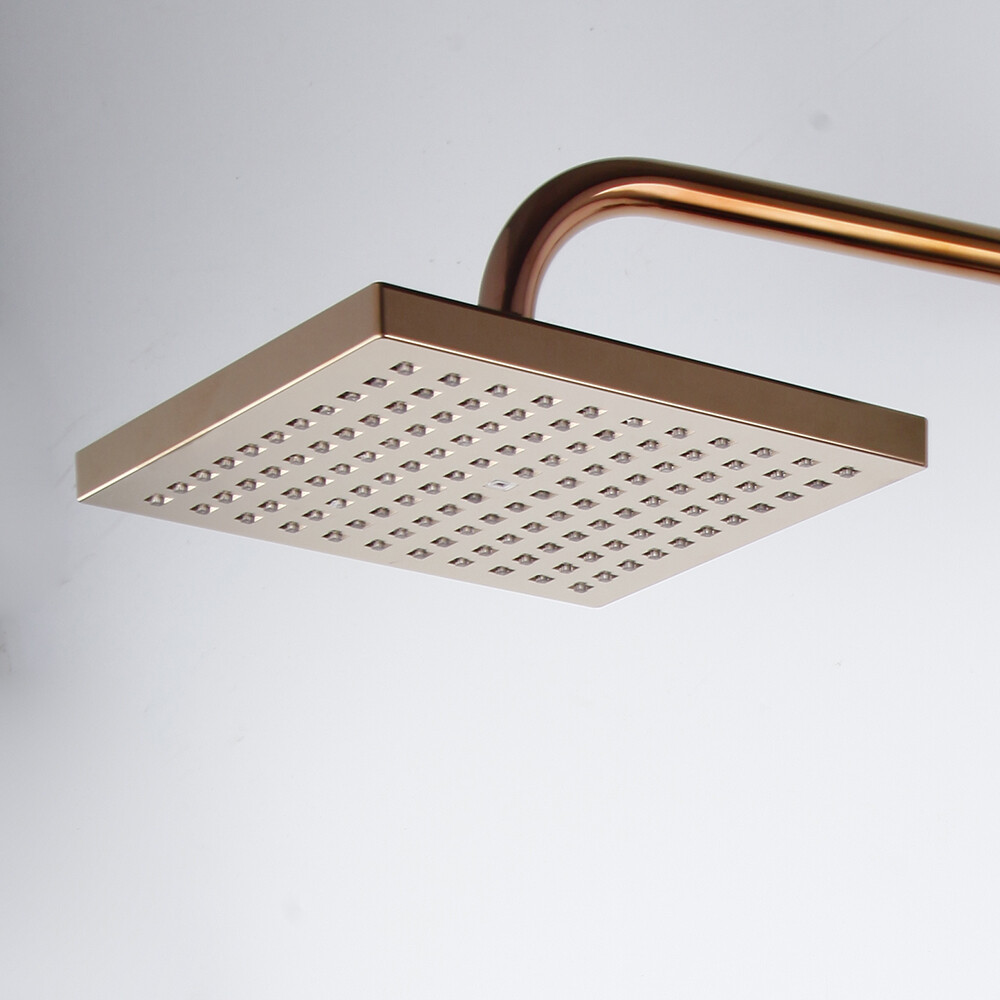 8''Rose Gold Shower Faucet Set Square Head Shower With Hand Shower