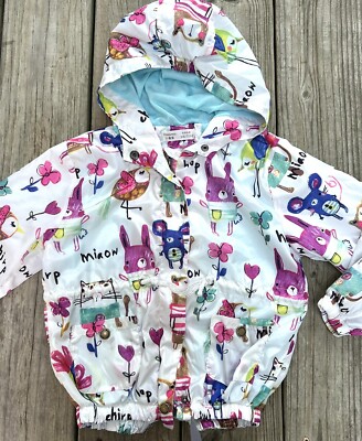Girls Cartoon Lightweight water resistant jacket with hood Size See Measurements