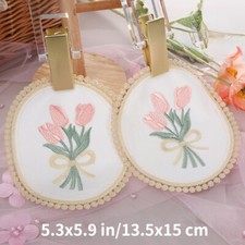2X Embroidered Lace Applique Patch Floral Tulip for Curtain Sofa Trim Home Decor