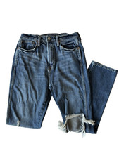 American Eagle Jeans Girls 7 Highest Rise 90s Straight Blue Stretch Distressed