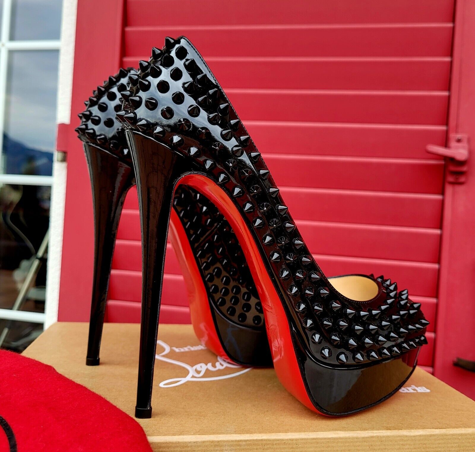 red bottoms with spikes heels