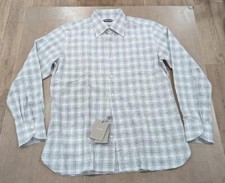  870 TOM FORD Slim Fit Check LS Button Up Shirt Gray/White 44 US 17.5