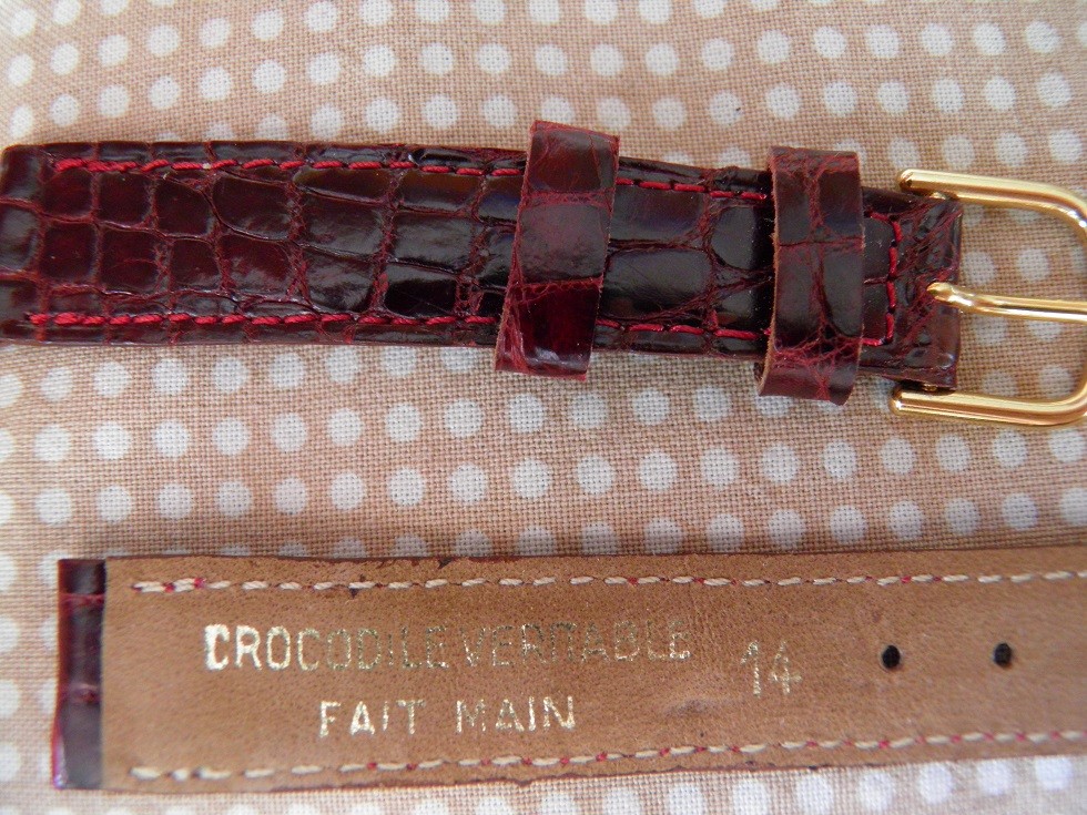 Bracelet crocodile bordeaux 14mm fait main en France de luxe - 4