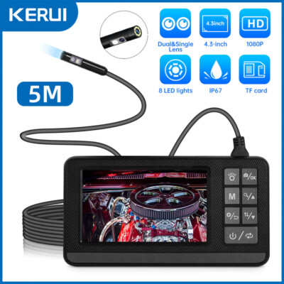 KERUI Endoscope Camera with Lights Dual Lens Borescope 16.4FT Cable 4.3'' Screen