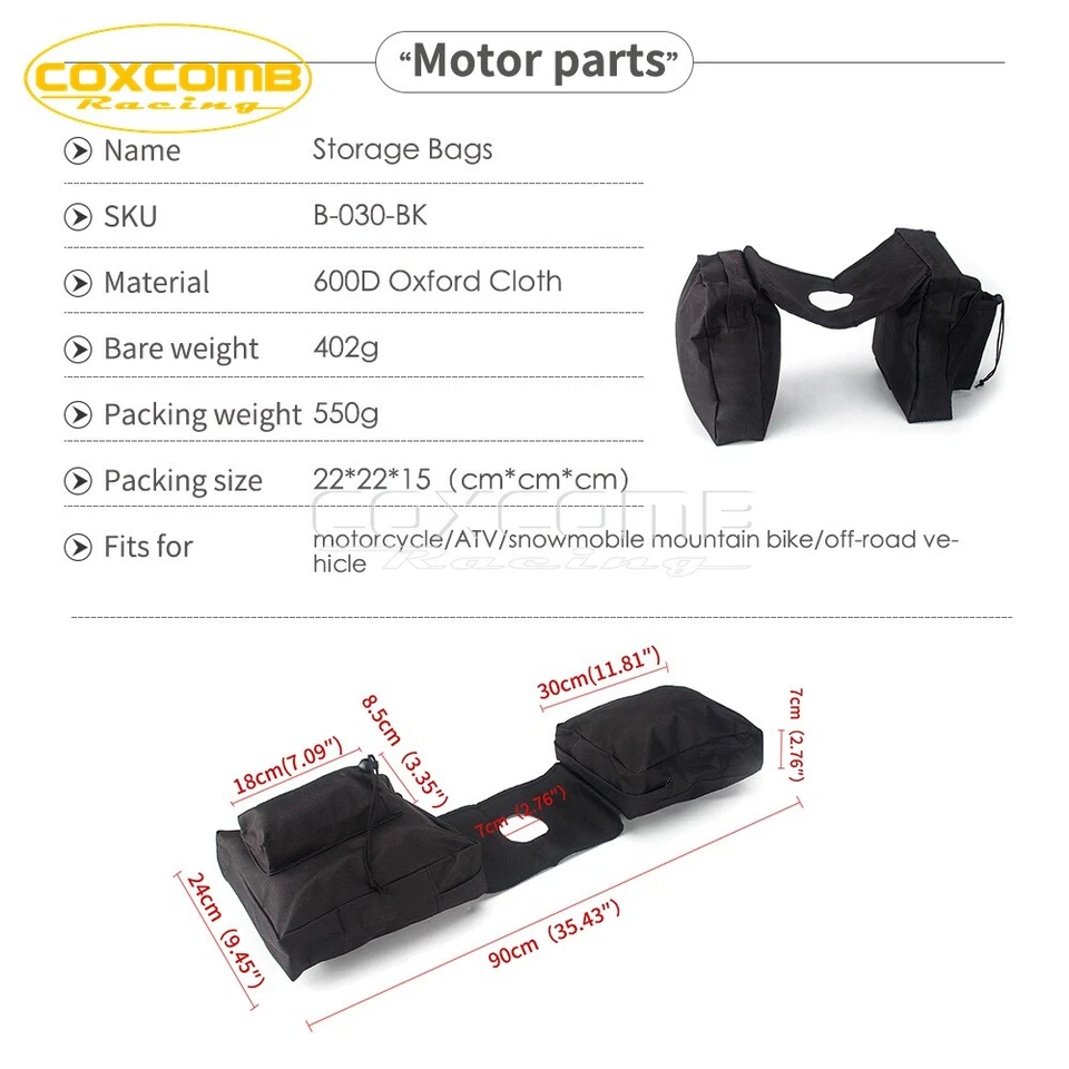 ATV UTV Motorcycle Fuel Gas Tank Top Saddle Bag Luggage Cargo Storage SaddleBag — 第 4/4 张图片