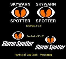 Skywarn Storm Spotter 4 Pack White Orange Vinyl Decals Car Truck Windows Van