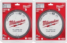 2 MILWAUKEE 7-1/4" METAL STEEL CUTTING CARBIDE CIRCULAR SAW BLADE 70T 48-40-4240