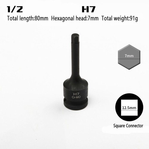 1/2″ Drive Impact Hex Bit Socket Allen Key 80mm Long Hex Socket Cr-Mo - Afbeelding 4 van 12