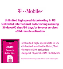 T-Mobile USA unlimited data/SMS, unlimited international roaming data/SMS eSIM