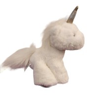 2022 8" FAO Schwarz White Unicorn Plush Gold Glittery Pony Horse Magical Toy New