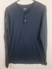 True Classic Henley Shirt Men's L Long Sleeve Navy Blue