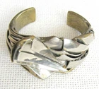 Art deco massive bronze and alpaca massive cuff bracelet, 86 gr., art craft