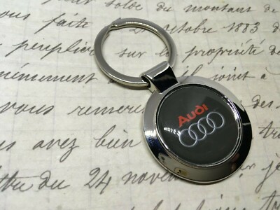 Chrome Keyring With Printed Audi Logo A1 A2 A4 A5 A7 Q5 Q7 with free gift box